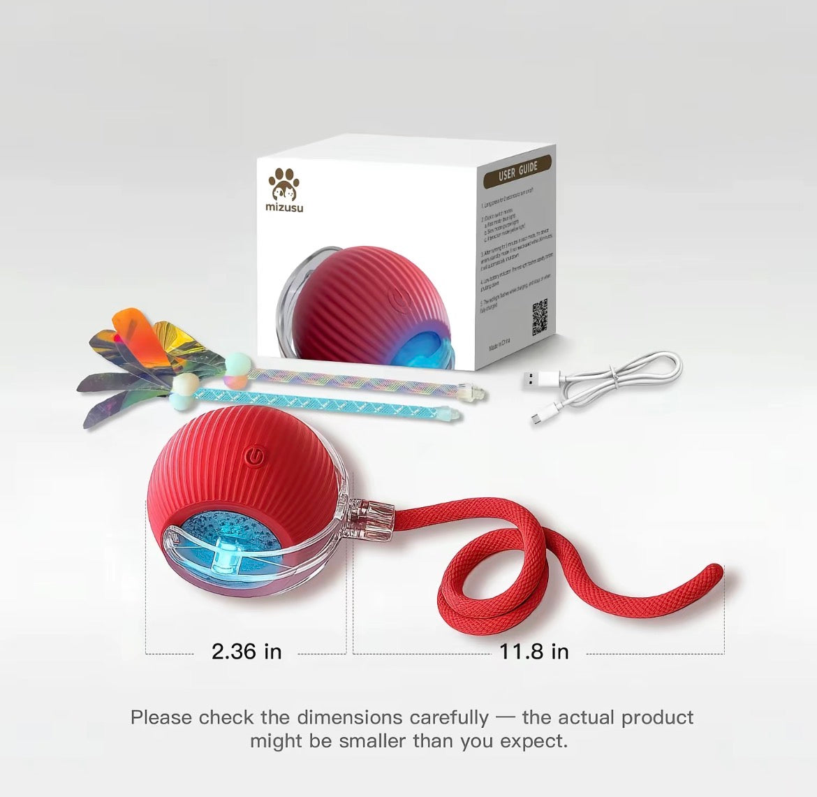 Interactive Cat & Dog Teaser Toy with Two Additional Tails, Kitten Rolling Ball Toy, Pet Supplies, Dog & Cat Accessories Cute Dog Toys