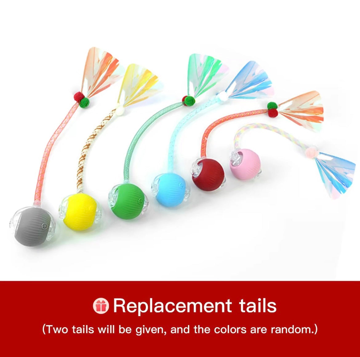 Interactive Cat & Dog Teaser Toy with Two Additional Tails, Kitten Rolling Ball Toy, Pet Supplies, Dog & Cat Accessories Cute Dog Toys